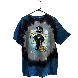 Monopoly Blue Tie Dye T-Shirt Large Graphic Tee